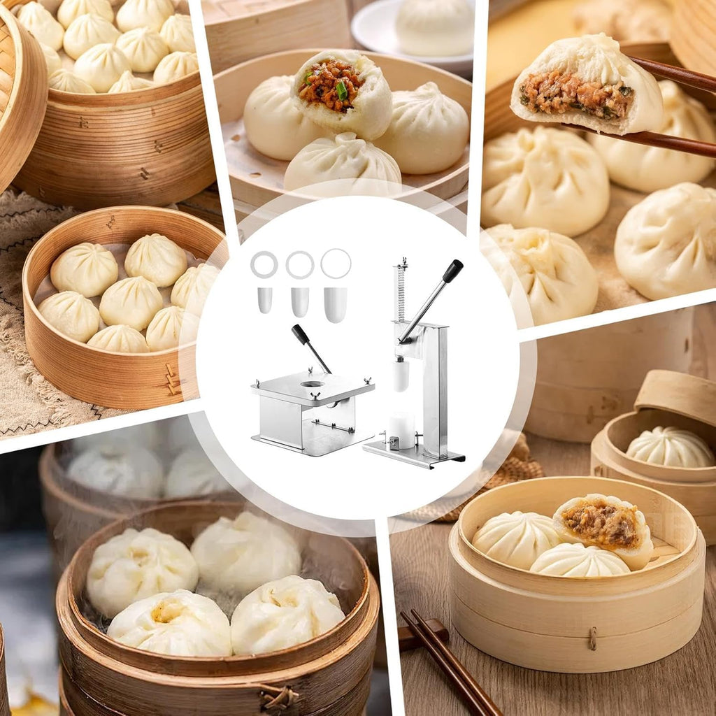 bao zi Maker Machine - Stuffed Bun Making Machine Semi Automatic, 3 mold sizes, 500/h, Easy to Clean, Stainless Steel bao zi Making Mold for Home and