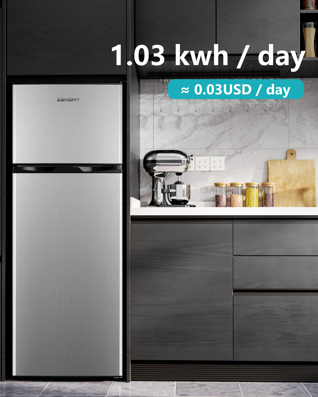EUHOMY 7.4 Cu.Ft. Refrigerator with Freezer, 2 Door Fridge, Large Capacity,Adjustable Thermostat, Refrigerator for Kitchen/Dorm/Apartment/Garage