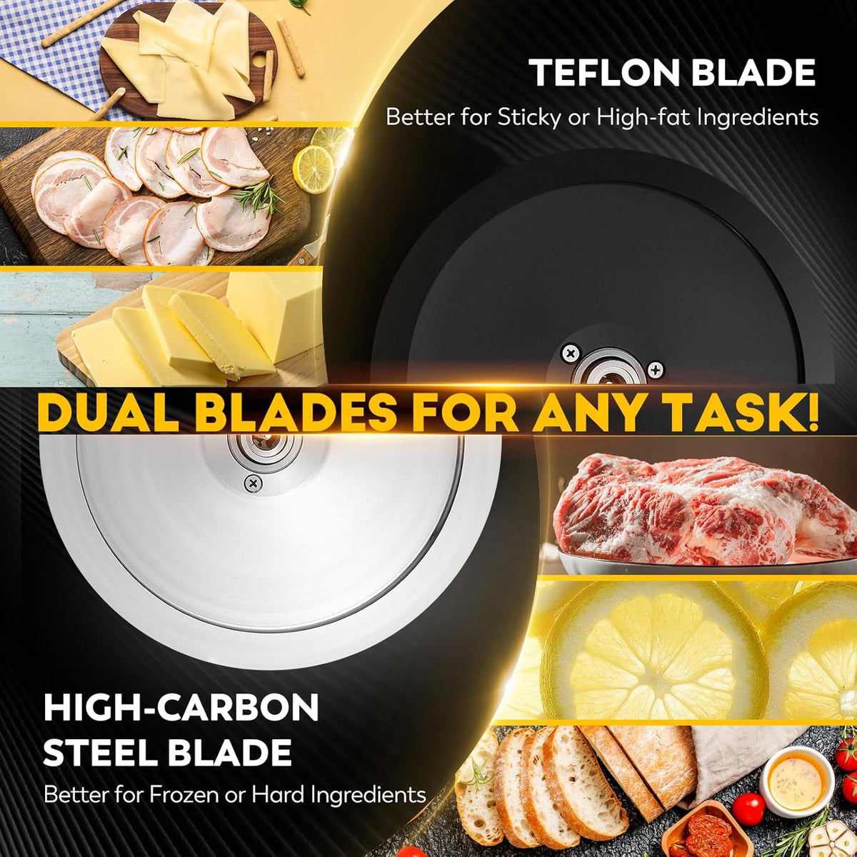 CGOLDENWALL Meat Slicer Machine, 10" 240W Electric Deli Meat Cheese Food Slicer, 0-1/2" Adjustable Thickness Semi-Auto Frozen Meat Slicer for Home &