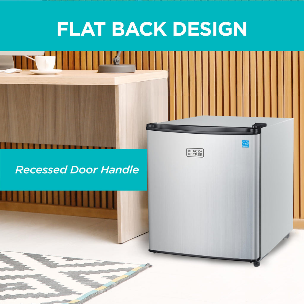 BLACK+DECKER 1.7 Cu. Ft. Compact Refrigerator, ENERGY STAR Certified, Single Door Mini Fridge with Chiller Compartment, Personal Fridge for Home or