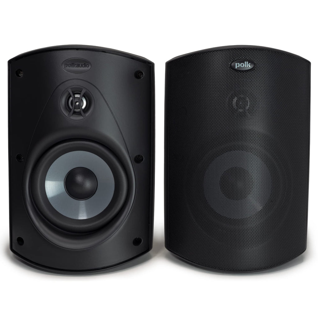 Polk Audio Atrium 4 Weatherproof Outdoor Speakers with Powerful Bass (Pair, Black), All-Weather Durability, Broad Sound Coverage, Speed-Lock Mounting