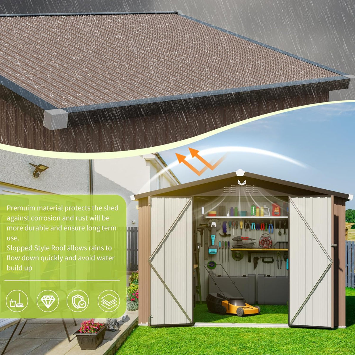 Metal Storage Shed,10x12 Outdoor Storage Building,Large Backyard Sheds with Lockable Door,Waterproof Outside Storage Shed