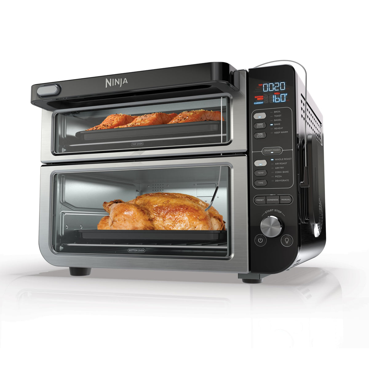 Ninja DCT451 12-in-1 Smart Double Oven with FlexDoor, Thermometer, FlavorSeal, Smart Finish, Rapid Top Convection and Air Fry Bottom , Stainless Steel