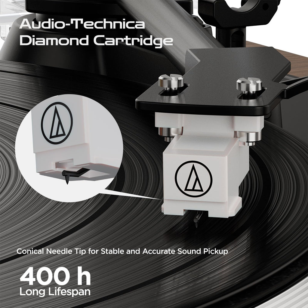 Vinyl Record Player, All-in-one Record Player with Built-in Speakers, Bluetooth Turntable for High Fidelity Sound, Aux-in Functionality, 2 Speed, for