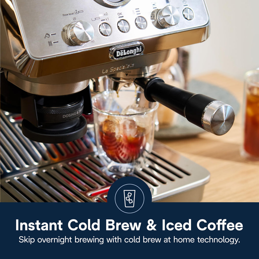 De'Longhi La Specialista Arte Evo Espresso Machine - Compact Cold Brew Coffee Maker with Grinder, Milk Steam Wand/Frother & Tamping Tools - Home