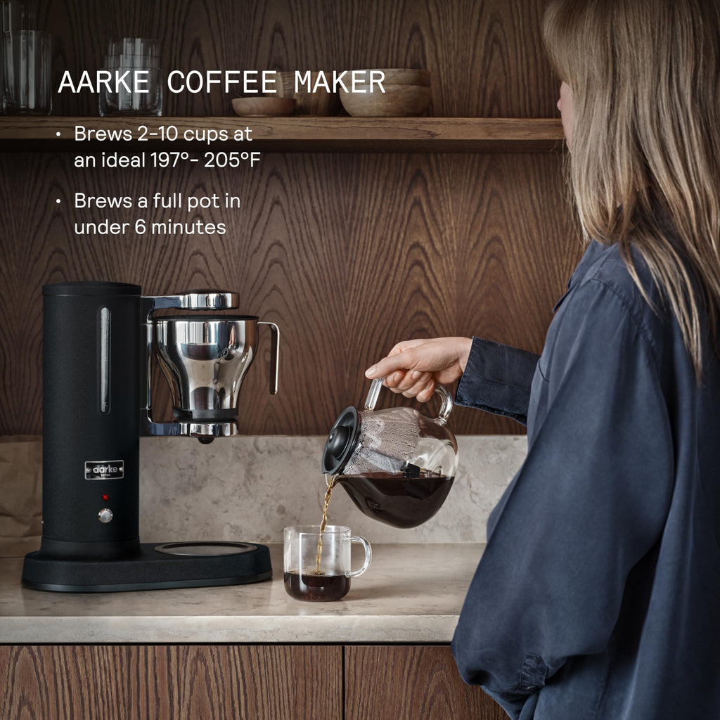Aarke Coffee Maker - Electric 10 Cup / 42 fl oz Drip Brewer with Automatic Drip-Stop, Glass Carafe, Brews Full Pot in Under 6 Minutes, SCA Certified