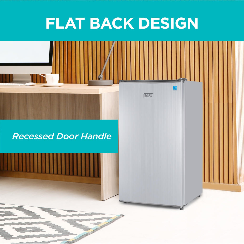 BLACK+DECKER 1.7 Cu. Ft. Compact Refrigerator, ENERGY STAR Certified, Single Door Mini Fridge with Chiller Compartment, Personal Fridge for Home or