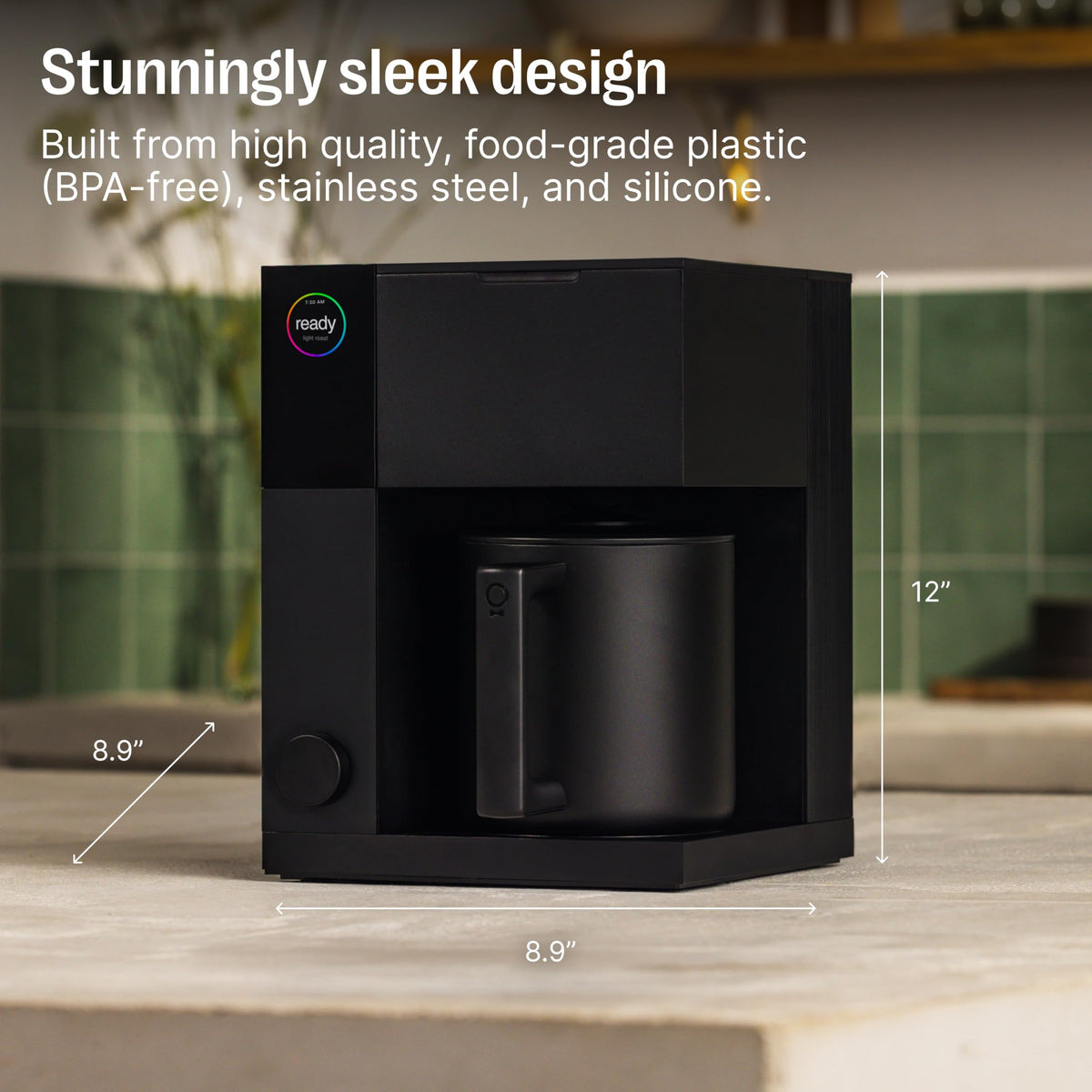 Fellow Aiden Precision Coffee Maker - 10-Cup Thermal Carafe, Built-In Brewing Guidance, Scheduling, Removable Water Tank, Matte Black