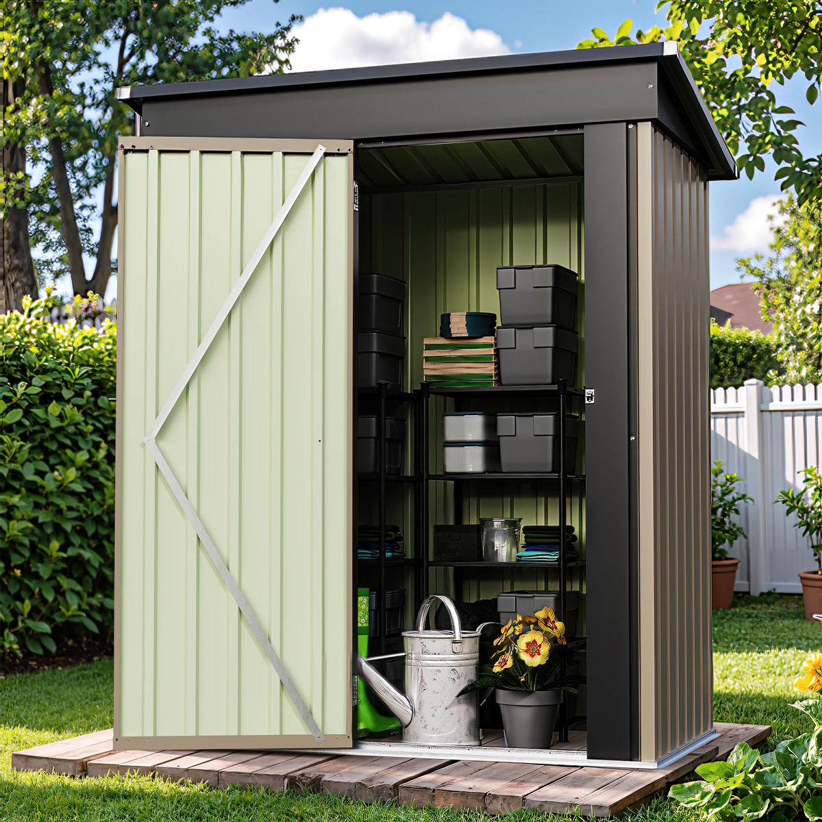 Patiowell 10 x 12 FT Metal Storage Shed for Outdoor, Steel Yard Shed with Design of Lockable Doors, Utility and Tool Storage for Garden, Backyard