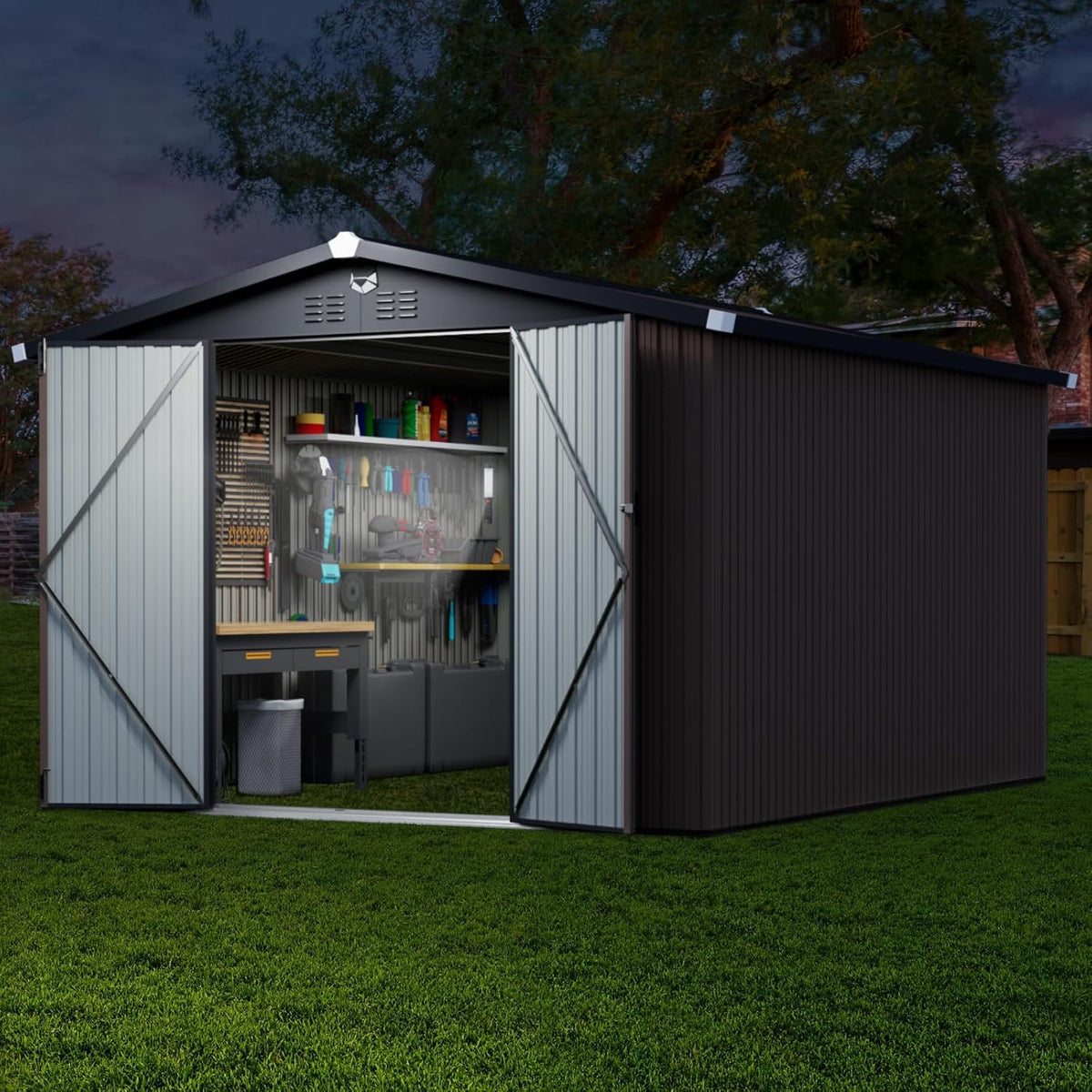 Metal Storage Shed,10x12 Outdoor Storage Building,Large Backyard Sheds with Lockable Door,Waterproof Outside Storage Shed