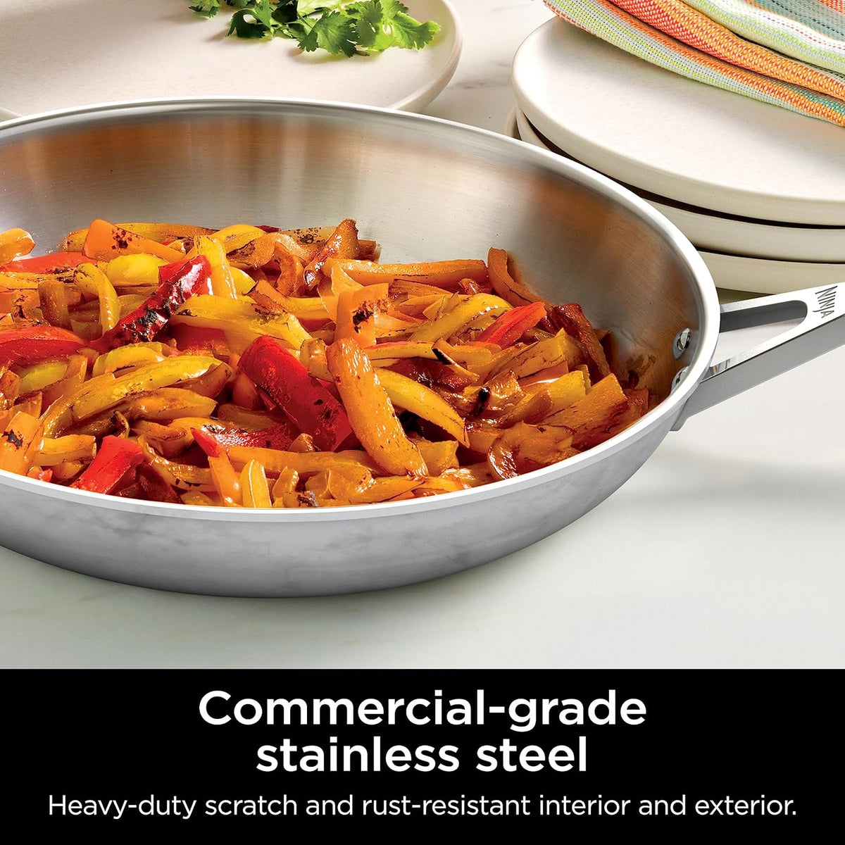Ninja EverClad Stainless Steel Cookware 12 Piece Pots & Pans Set, All Stovetops & Induction, Oven Safe to 600F, Tri-Ply Commercial-Grade, C99012