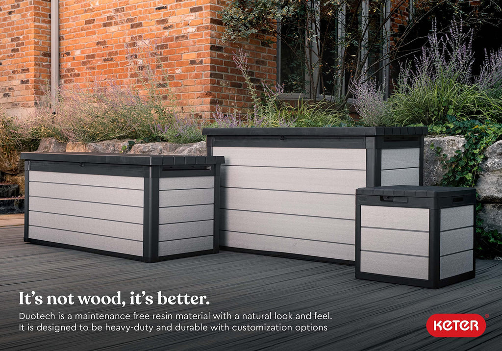 Keter Denali 200 Gallon Resin Large Deck Box with Double Wall 20mm Panels - Paintable and Drillable-Organization and Storage for Patio Furniture and