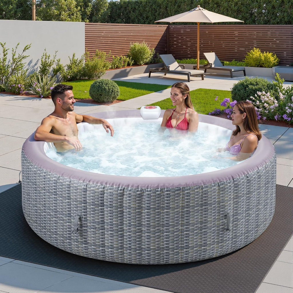 Inflatable Hot Tub Spa for 2C6 Persons, Outdoor Portable Jacuzzi with 1350W Heater & Bubble Massage System, 104F Fast Heating, Insulated Cover, Easy