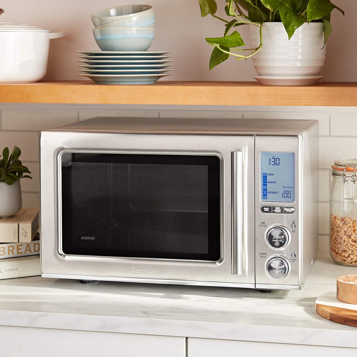 Breville BMO850BSS Smooth Wave Countertop Microwave Oven, Brushed Stainless Steel