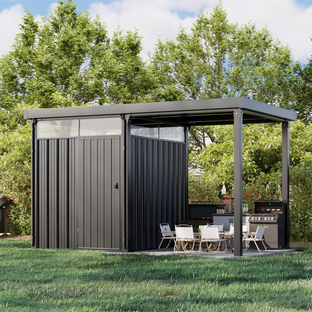Patiowell 10 x 12 FT Metal Storage Shed for Outdoor, Steel Yard Shed with Design of Lockable Doors, Utility and Tool Storage for Garden, Backyard