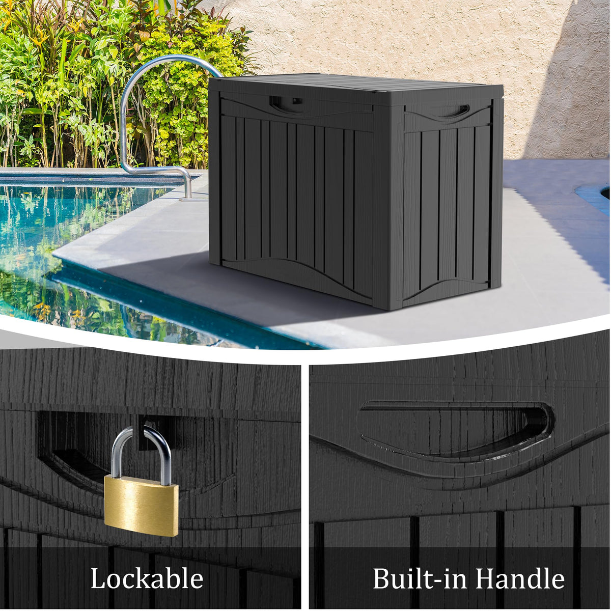 Mersco 320 Gallon Double-Wall Resin Deck Box - Lockable Waterproof Outdoor Storage Box, 1000lbs Capacity & Doubles as Seating for Patio Furniture