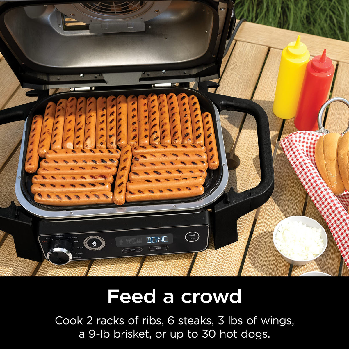 Ninja OG751 Woodfire Pro Outdoor Grill Built-In Thermometer,7-in-1 Master Grill,BBQ Smoker,& Outdoor Air Fryer Plus Bake,Roast,Dehydrate & Broil