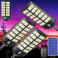 Solar Street Lights Outdoor Waterproof Dusk to Dawn, Large 9000W Outdoor Floodlight LED Motion Sensor, 7000K Wide Angle Parking Lot Flood Lamp Remote