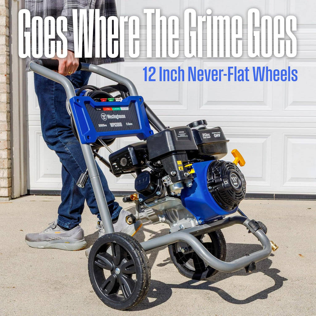 Westinghouse WPX3000 Gas Pressure Washer, 3000 PSI and 2.3 GPM, Spray Gun and Wand, 4 Nozzle Set, for Cars/Fences/Driveways/Homes/Patios/Furniture