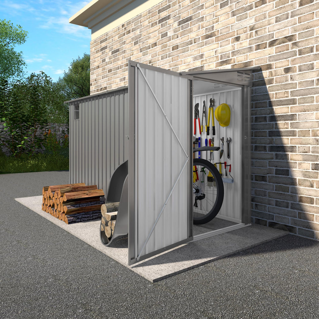 4 * 9.2 FT Outdoor Storage Shed, Galvanized Steel Garden Shed with Lockable Door & Window, Waterproof Metal Tool Storage for Garden, Backyard, Patio