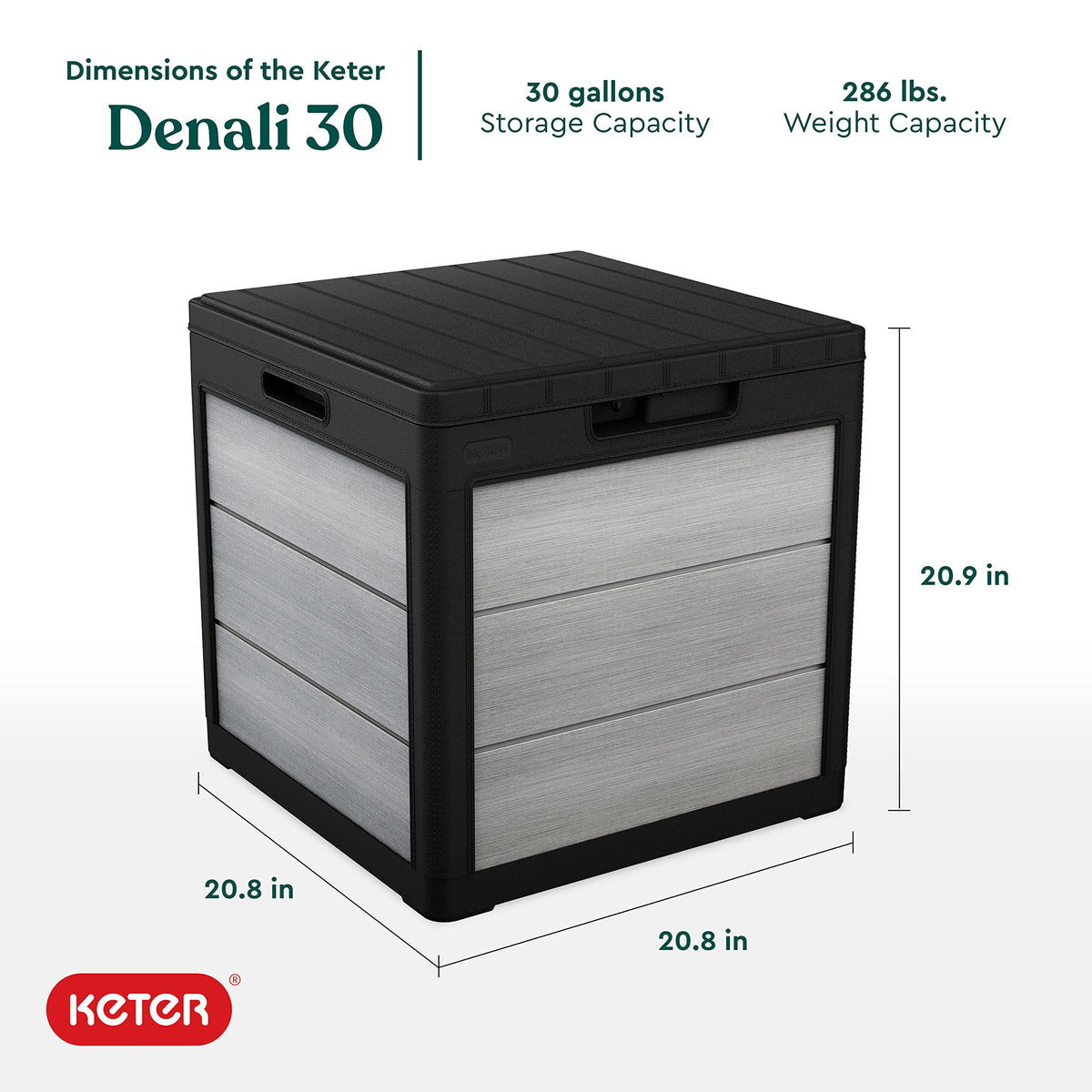 Keter Denali 200 Gallon Resin Large Deck Box with Double Wall 20mm Panels - Paintable and Drillable-Organization and Storage for Patio Furniture and