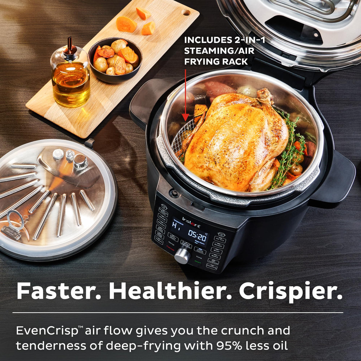 Instant Pot Duo Crisp Ultimate Lid,13-in-1 Air Fryer&Pressure Cooker Combo, Saut, Slow Cook, Bake, Steam, Warm, Roast, Dehydrate, Sous Vide&Proof