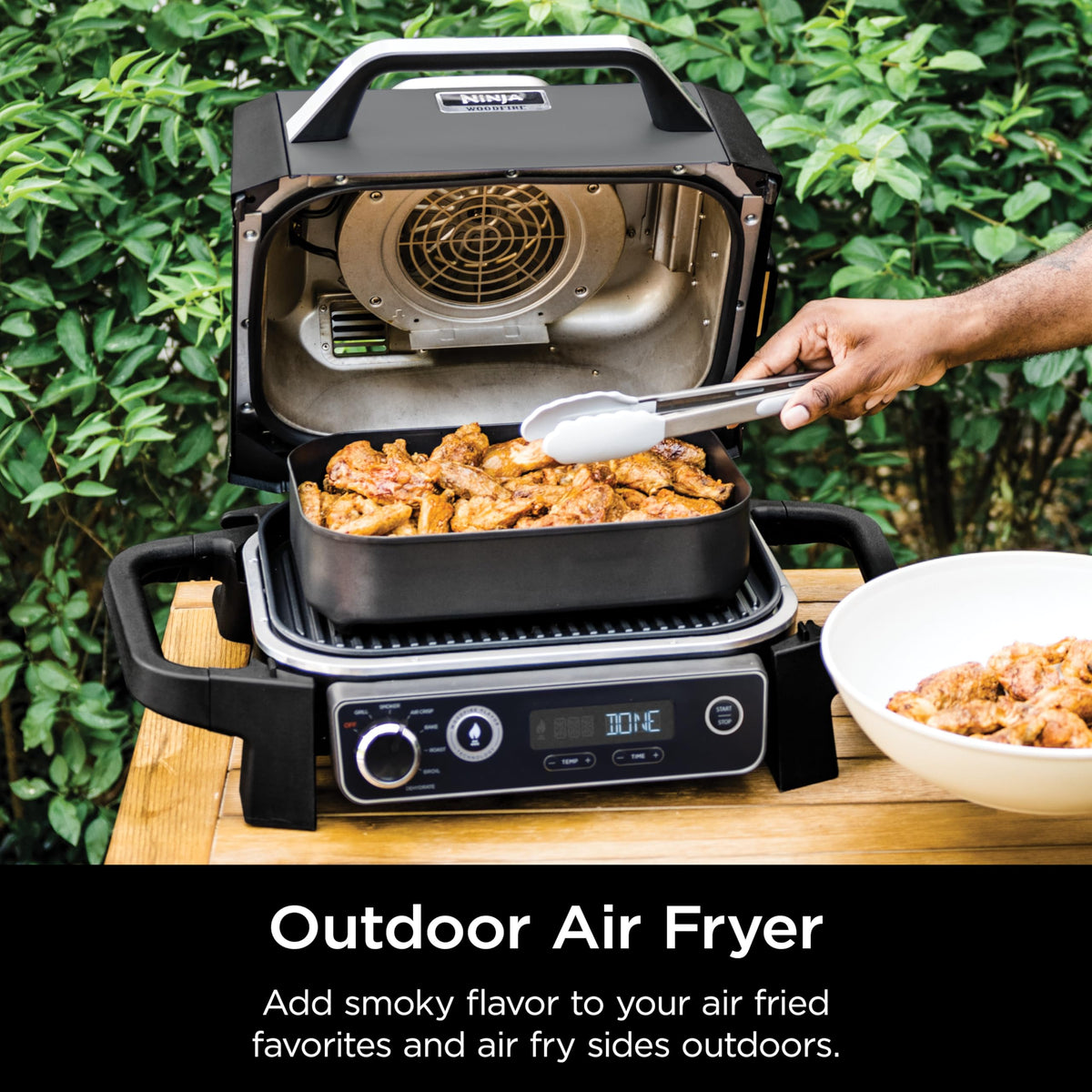 Ninja OG751 Woodfire Pro Outdoor Grill Built-In Thermometer,7-in-1 Master Grill,BBQ Smoker,& Outdoor Air Fryer Plus Bake,Roast,Dehydrate & Broil