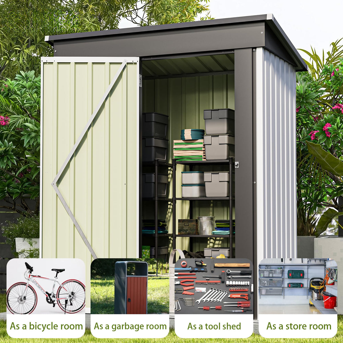 Patiowell 10 x 12 FT Metal Storage Shed for Outdoor, Steel Yard Shed with Design of Lockable Doors, Utility and Tool Storage for Garden, Backyard