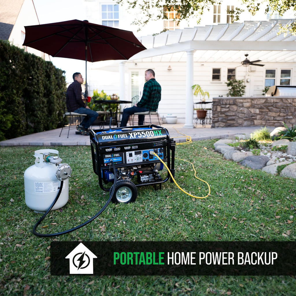 DuroMax XP13000HX 13,000-Watt Dual Fuel Portable Generator - Gas & Propane, Electric Start, Whole Home Power Backup, Transfer Switch Ready, RV &