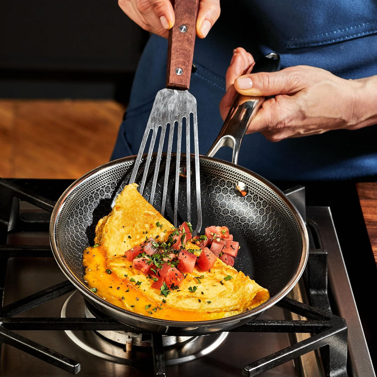 HexClad Hybrid Nonstick 6-Piece Fry Pan Set, 8, 10, and 12-Inch Frying Pans with Tempered Glass Lids, Stay-Cool Handles, Dishwasher-Friendly