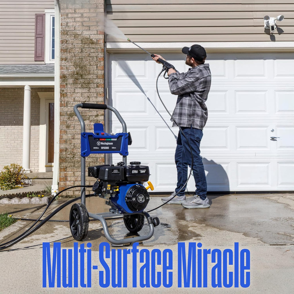 Westinghouse WPX3000 Gas Pressure Washer, 3000 PSI and 2.3 GPM, Spray Gun and Wand, 4 Nozzle Set, for Cars/Fences/Driveways/Homes/Patios/Furniture