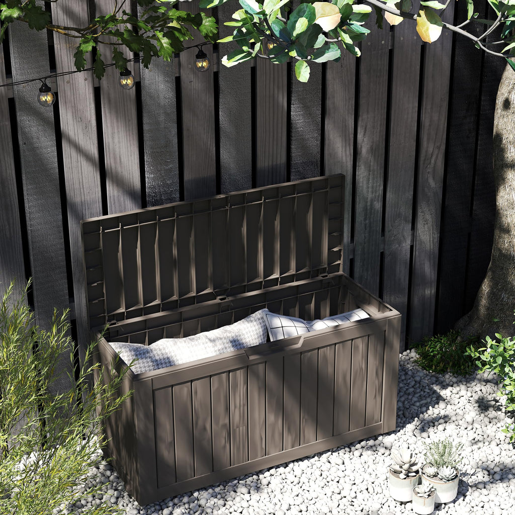 Mersco 320 Gallon Double-Wall Resin Deck Box - Lockable Waterproof Outdoor Storage Box, 1000lbs Capacity & Doubles as Seating for Patio Furniture