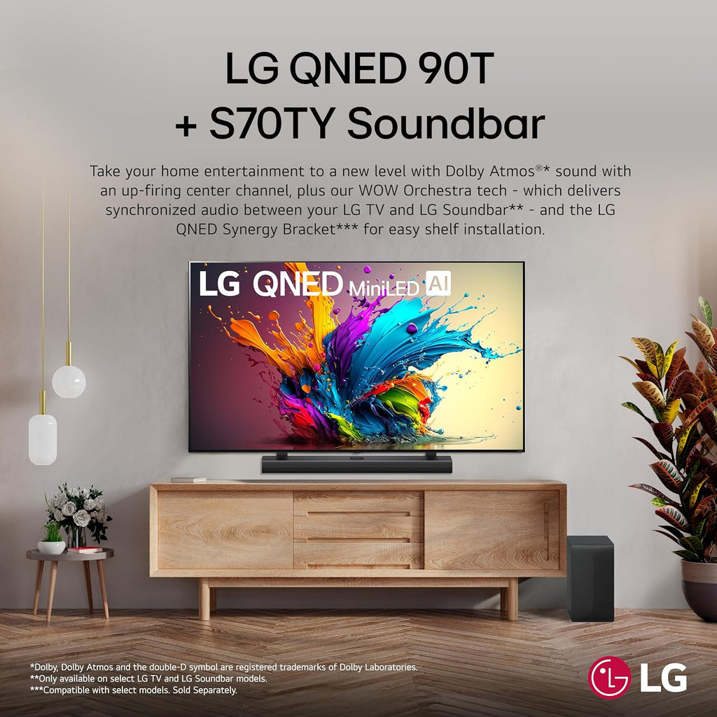 LG S70TY 3.1.1-Channel QNED TV Matching Soundbar, Dolby Atmos, Wow Orchestra, Rear Speaker Ready, Wireless Subwoofer (2024 Model)