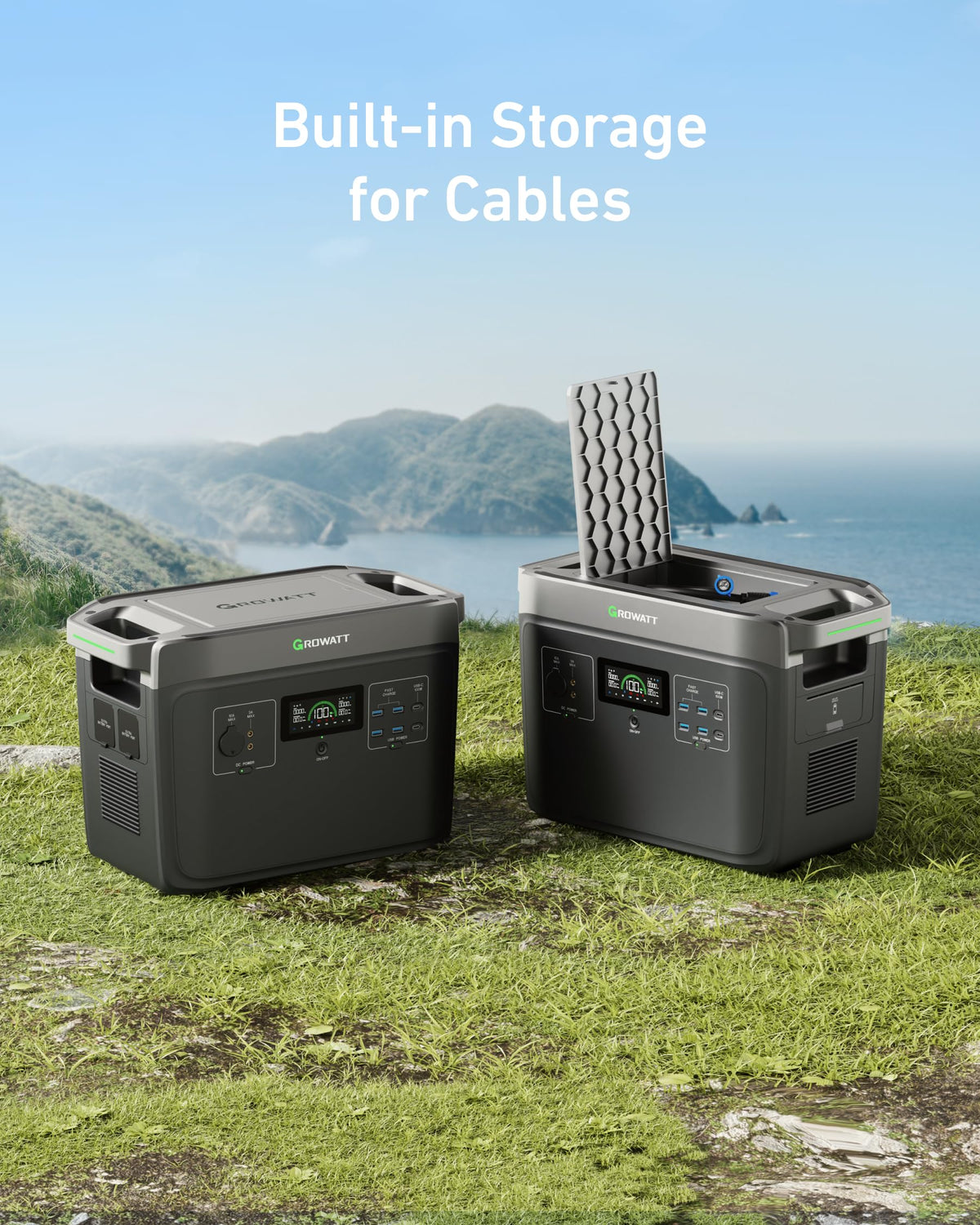 GROWATT Portable Power Station INFINITY 2000 Black Electric Solar Generator2048Wh LifePO4 Battery,2400W AC Output for Home Use, Outdoor Camping