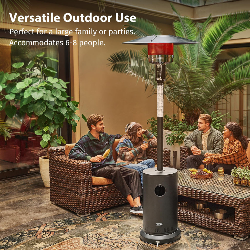 EAST OAK 48,000 BTU Pyramid Patio Heater, Quartz Glass Tube Propane Outdoor Heater with Wheels, Triple Safety Protection, 2025 Upgrade for Home