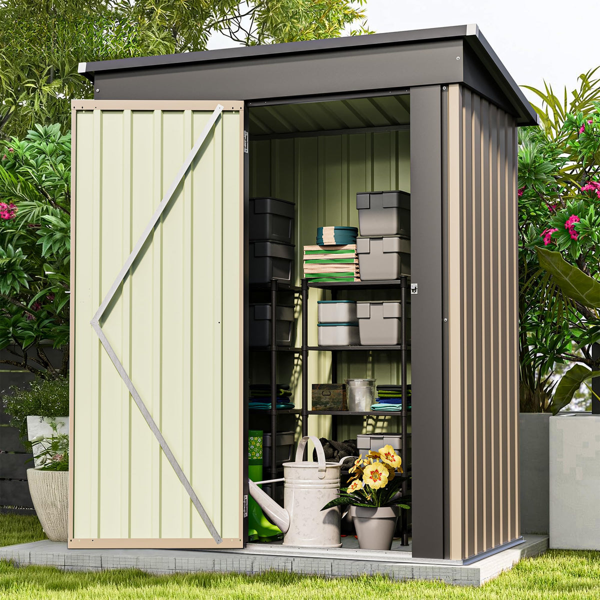 Patiowell 10 x 12 FT Metal Storage Shed for Outdoor, Steel Yard Shed with Design of Lockable Doors, Utility and Tool Storage for Garden, Backyard